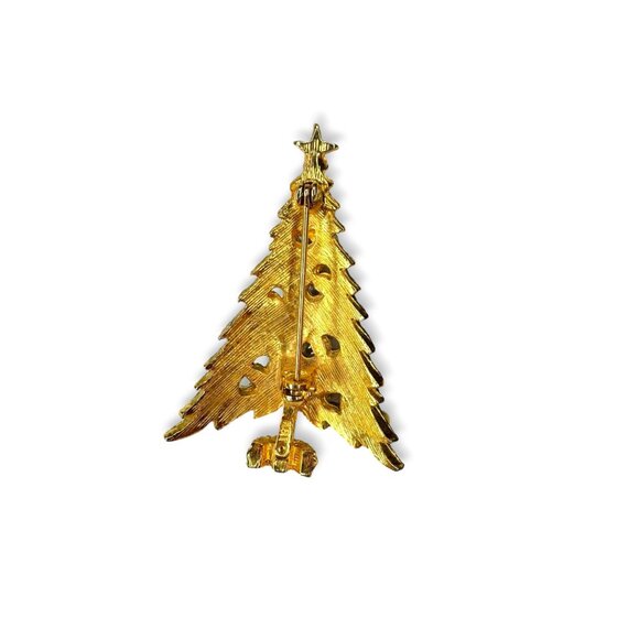 Vintage ART Mode Art Arthur Pepper Christmas Tree Brooch Gold Tone 2.09" - Picture 2 of 9